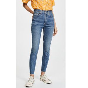 NEW Re/Done High Rise Ankle Crop Jeans Button Fly Forever Rinse Size 26
